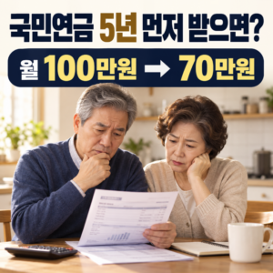 국민연금 조기노령연금 60세 수령과 65세 정상 수령의 월 지급액 비교