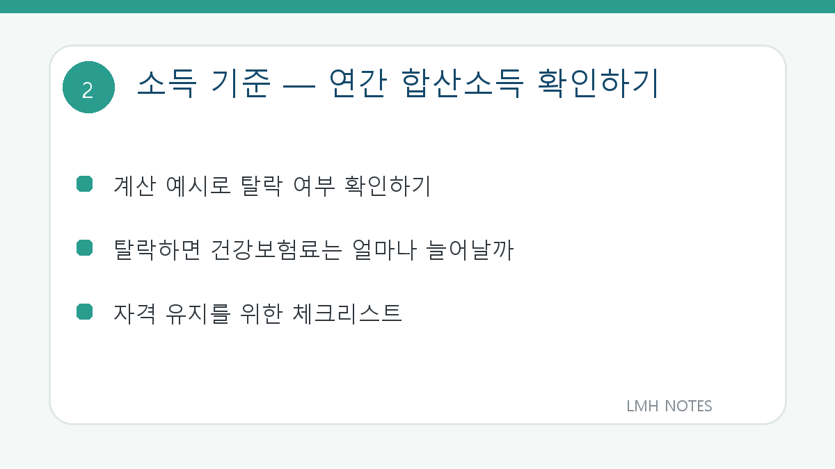 소득 기준 — 연간 합산소득 확인하기 확인 사항