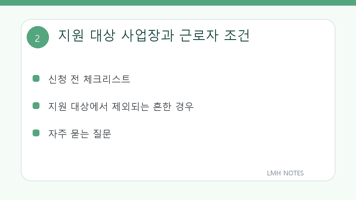 지원 대상 사업장과 근로자 조건 확인 사항