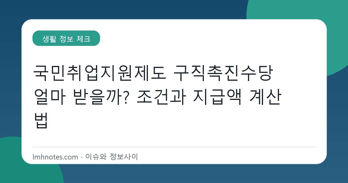 국민취업지원제도 구직촉진수당 얼마 받을까? 조건과 지급액 계산법 대표 이미지