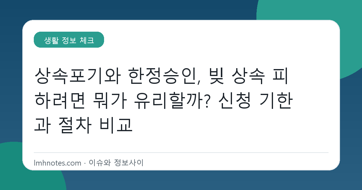 상속포기와 한정승인, 빚 상속 피하려면 뭐가 유리할까? 신청 기한과 절차 비교 대표 이미지